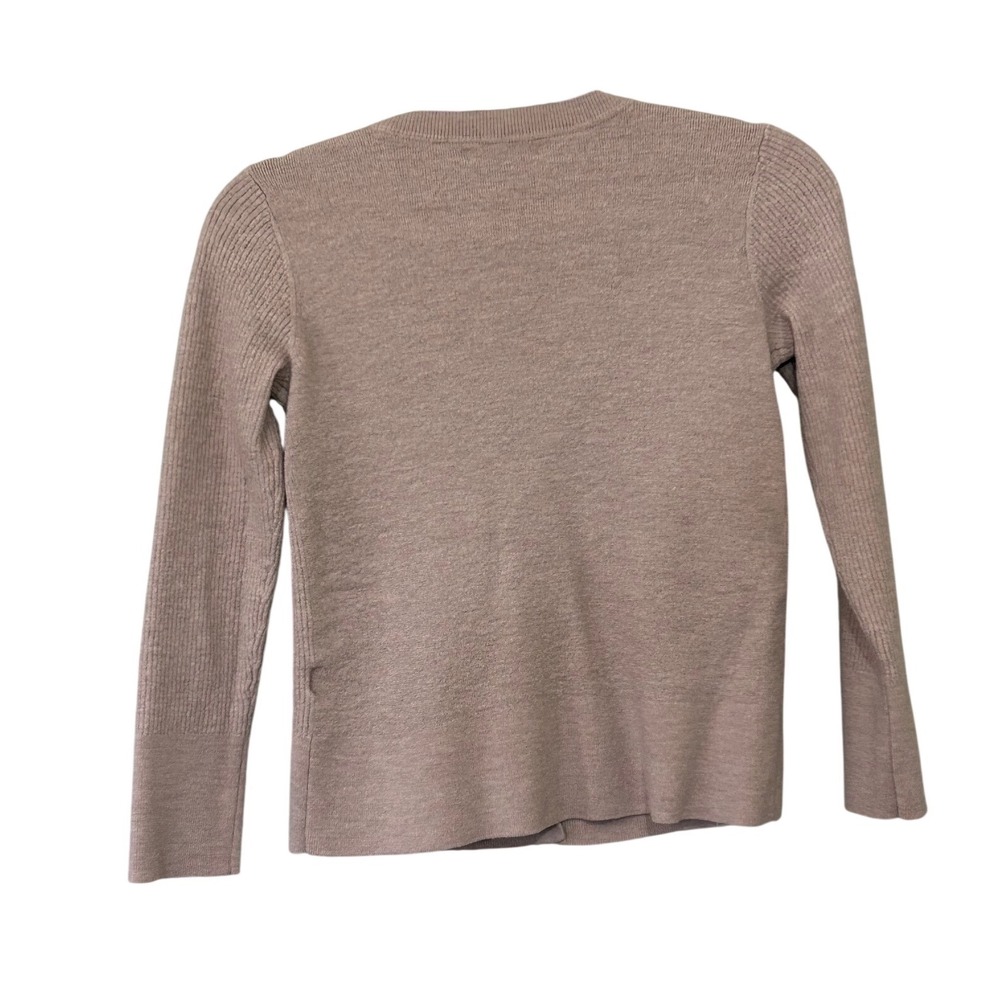 Banana Republic Beige Merino Wool Cardigan Sweater Womens M Ribbed V-Neck - Picture 9 of 9